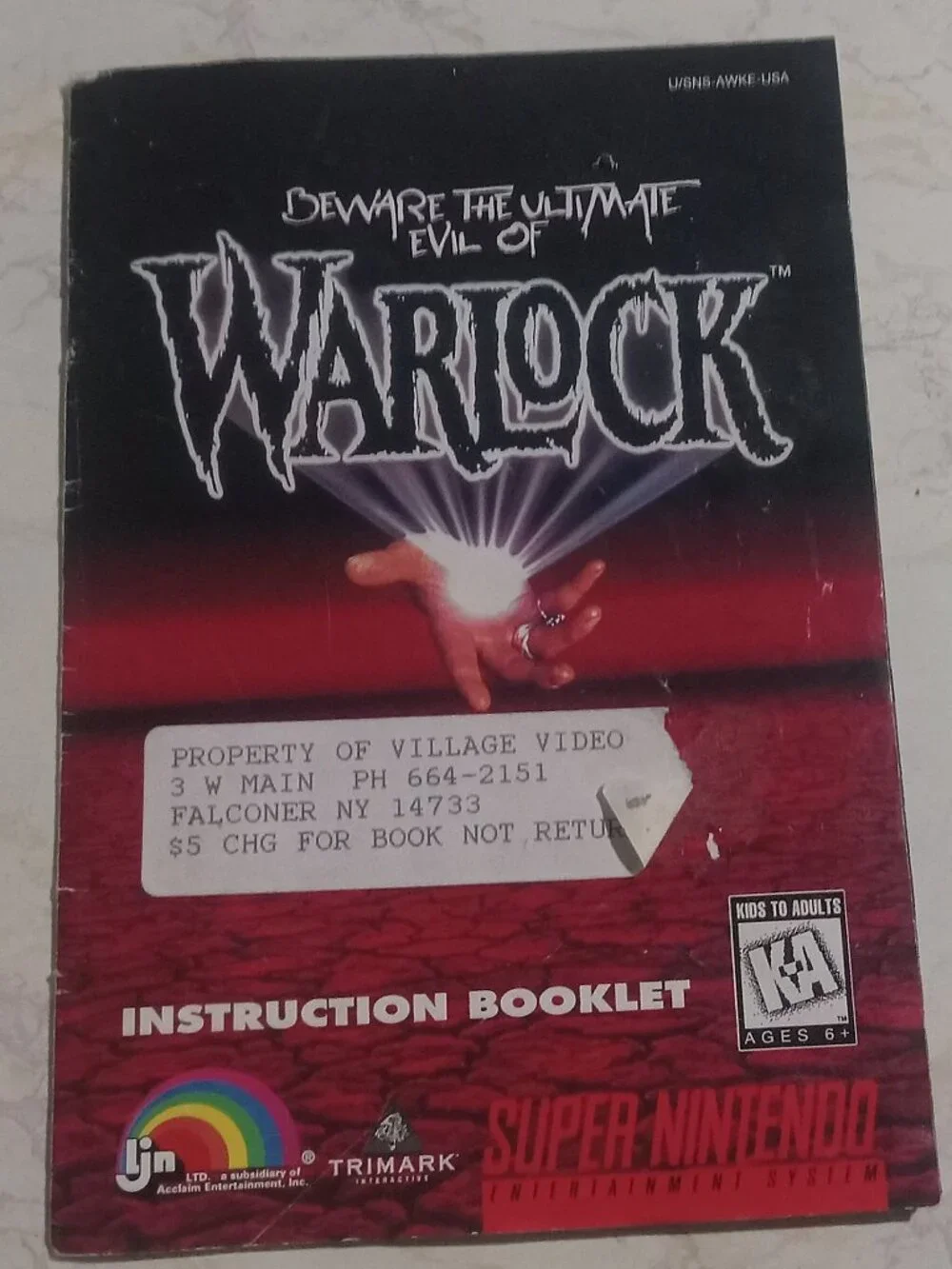 MANUAL ONLY Warlock Sega Genesis Instruction Book NO GAME